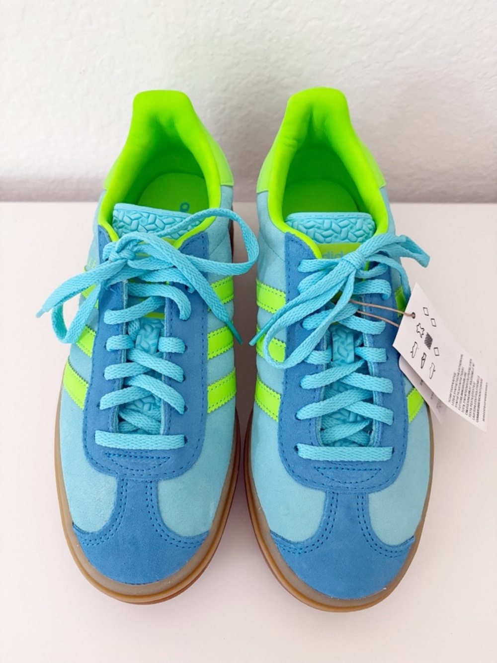 *NEW* Adidas Womens Gazelle Platform Bold Blue Glow Solar Green Bright Blue NWT - Picture 8 of 15